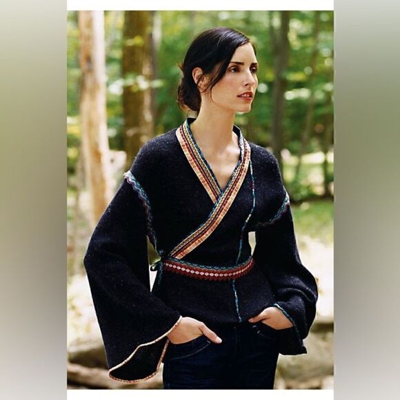 Anthropologie Hard To Find Moth Corn Wind Kimono Wrap Sweater Pre Owned - Picture 1 of 2